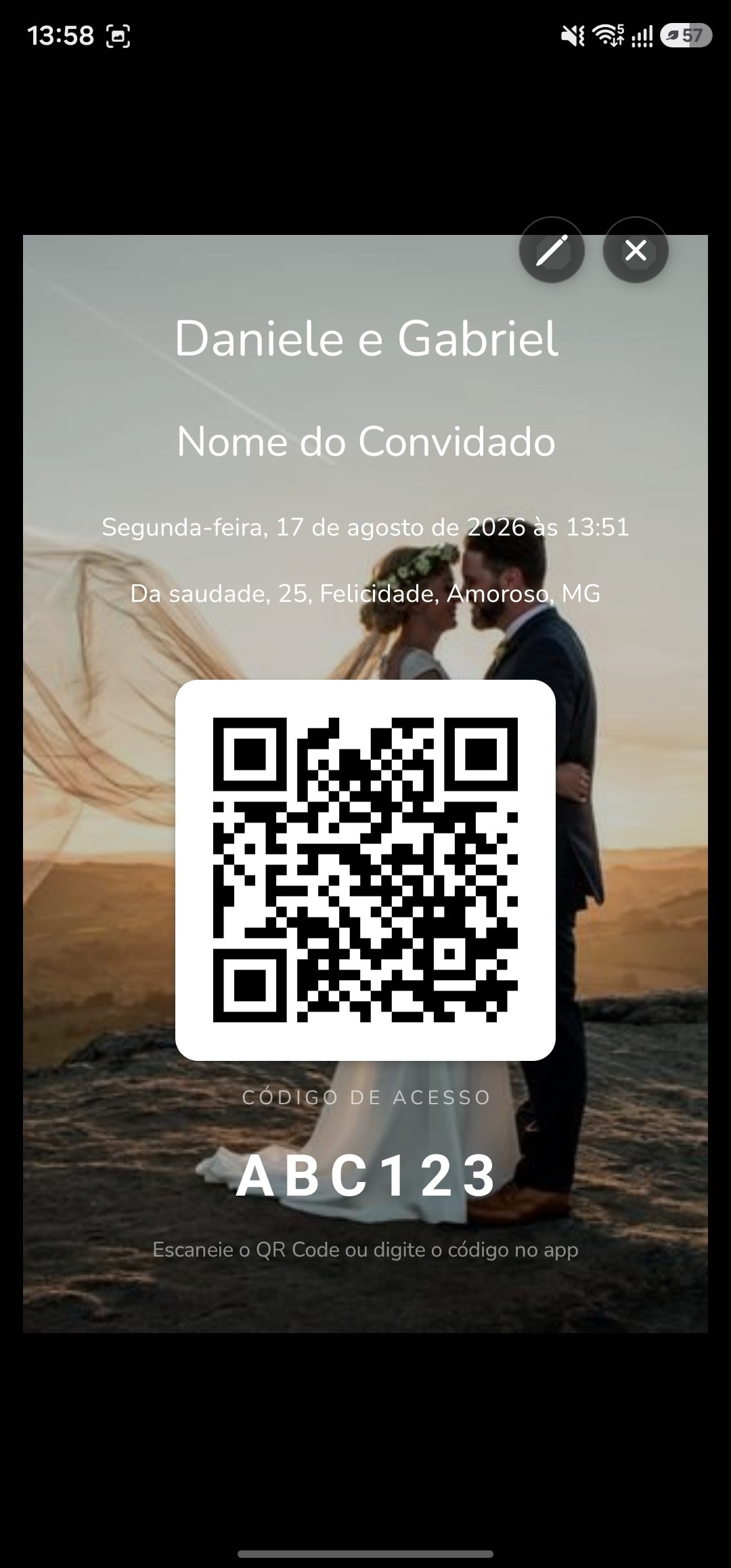 Convite personalizado no Hostit